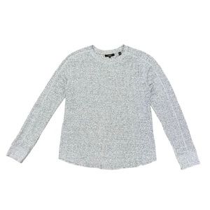 Vince  Long Sleeve Waffle Knit‎ Tee Men's Size Medium Grey Heathered Cotton Crew